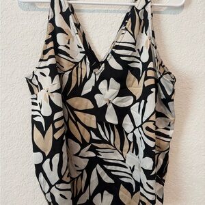 Old Navy Black and Cream Floral Camisole